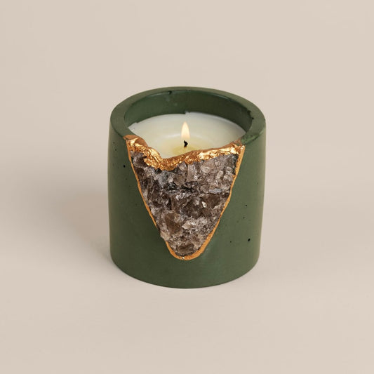 Emerald Velvet Geode Candle