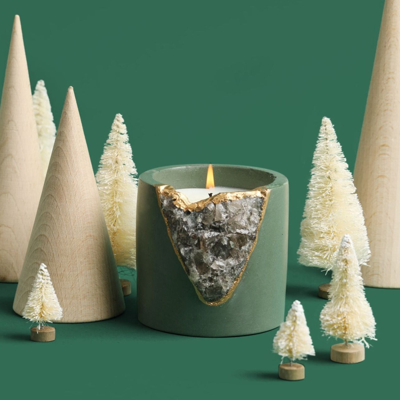 Emerald Velvet Geode Candle